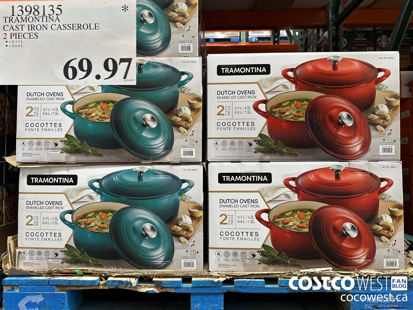 1398135 TRAMONTINA CAST IRON CASSEROLE 2 PIECE $69.97