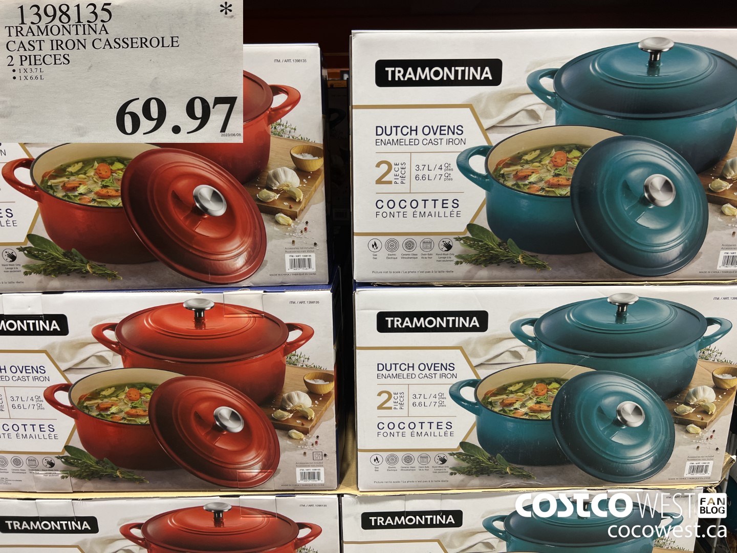 1398135 TRAMONTINA CAST IRON CASSEROLE 2 PIECE $69.97