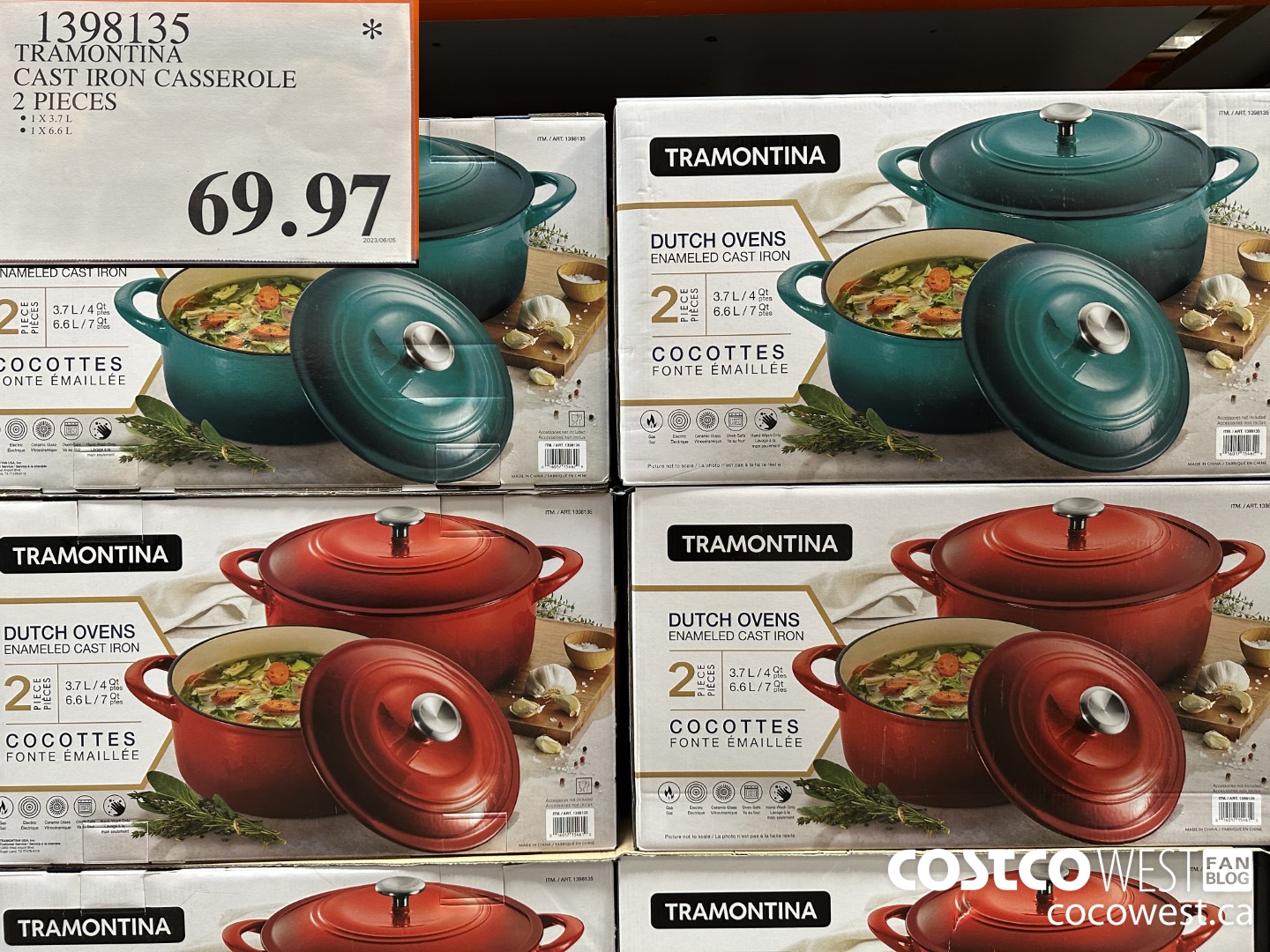 1398135 TRAMONTINA CAST IRON CASSEROLE 2 PIECE $69.97