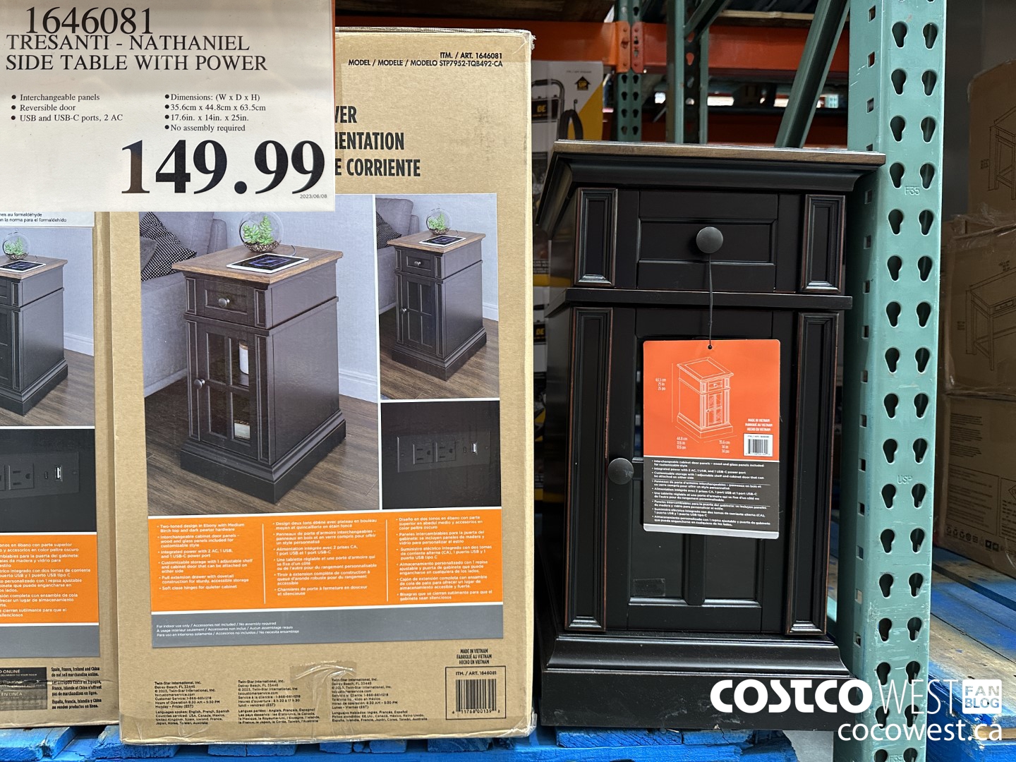 1646081 TRESANTI NATHANIEL SIDE TABLE WITH POWER $149.99