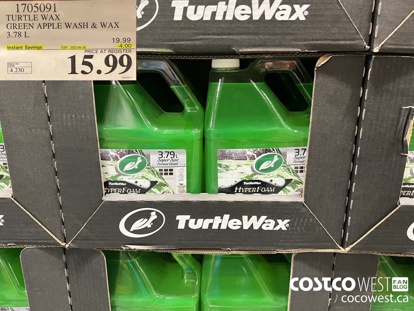 1705091 TURTLE WAX GREEN APPLE WASH & WAX 3.78L ($4.00 INSTANT SAVINGS EXPIRES ON 2023-06-18) $15.99
