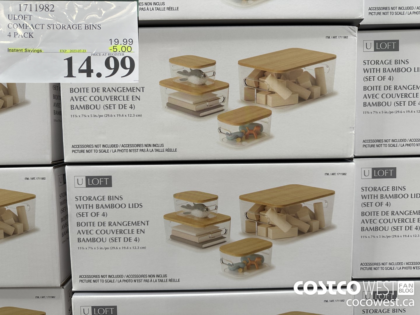 1711982 ULOFT COMPACT STORAGE BINS 4 PACK ($5.00 INSTANT SAVINGS EXPIRES ON 2023-07-23) $14.99