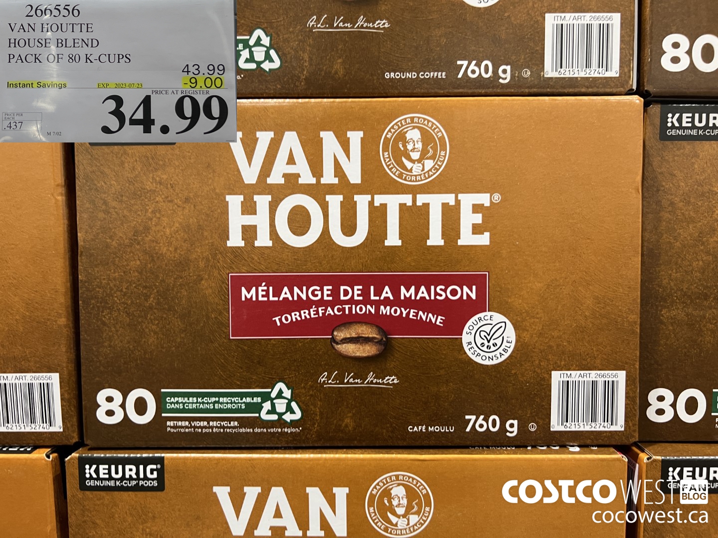 266556 VAN HOUTTE HOUSE BLEND K-CUPS 80 COUNT ($9.00 INSTANT SAVINGS EXPIRES ON 2023-07-23) $34.99