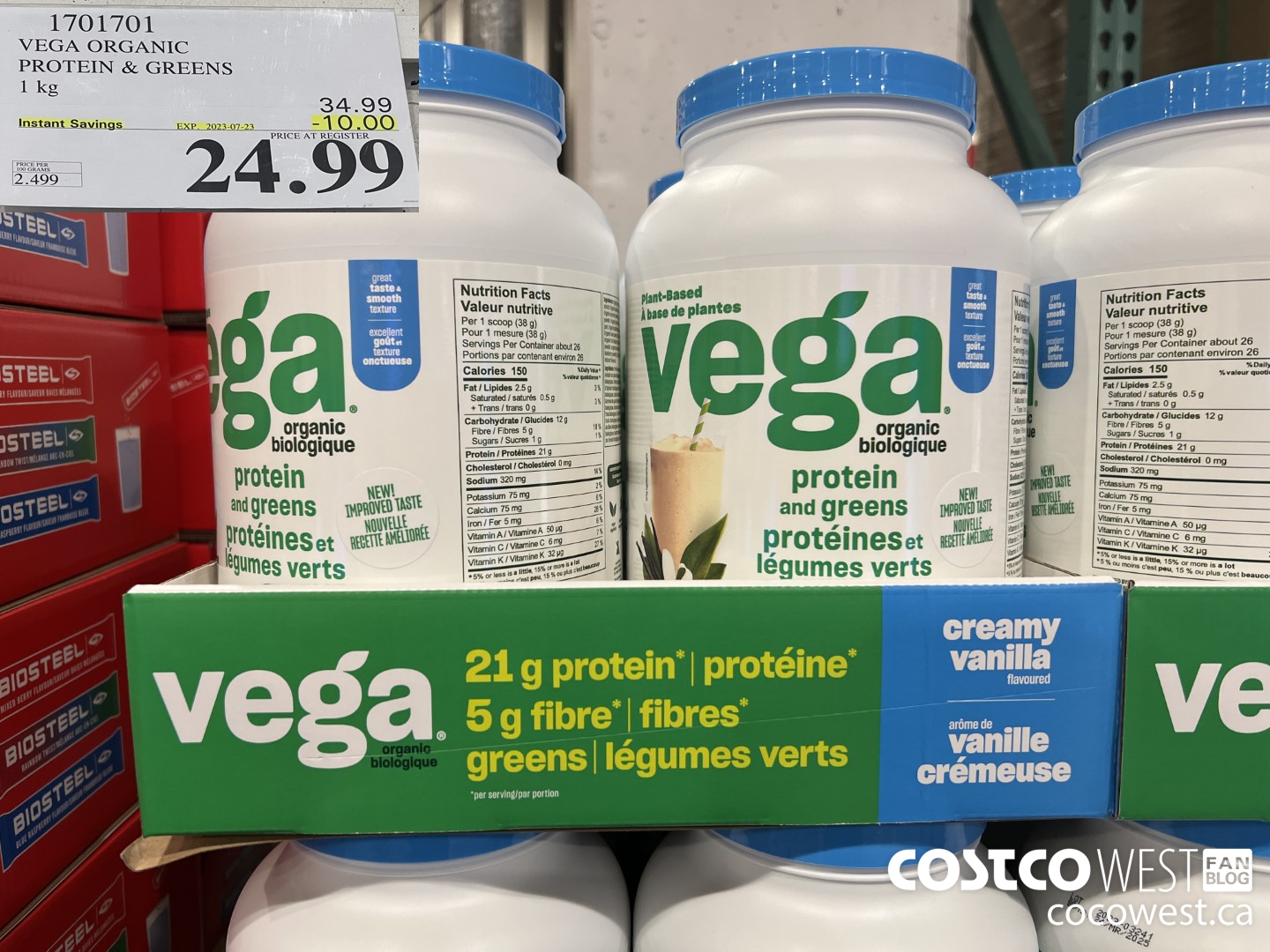 1701701 VEGA ORGANIC PROTEIN & GREENS 1KG ($10.00 INSTANT SAVINGS EXPIRES ON 2023-07-23) $24.99