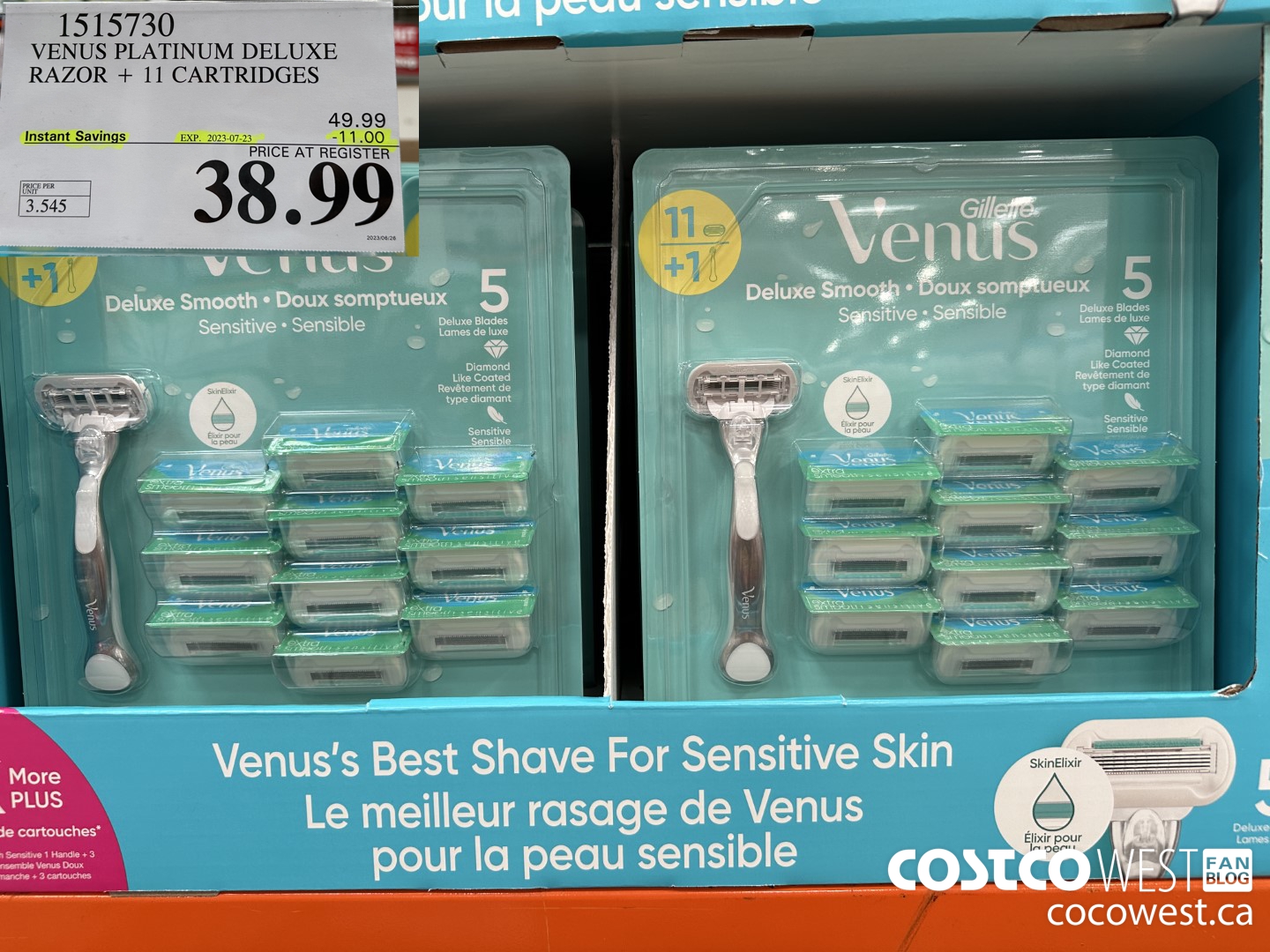1515730 VENUS PLATINUM DELUXE RAZOR + 11 CARTRIDGES  ($11.00 INSTANT SAVINGS EXPIRES ON 2023-07-23) $38.99