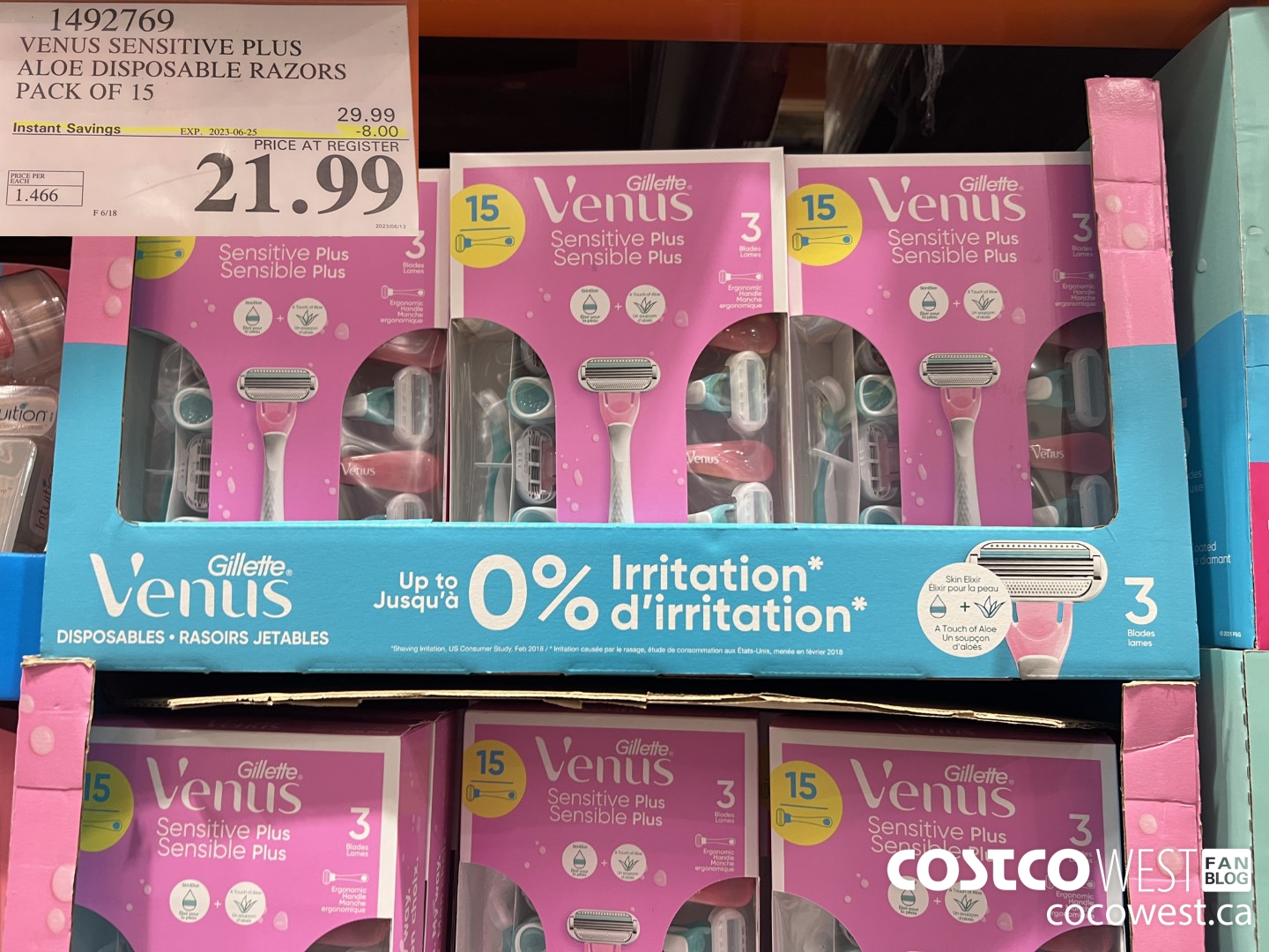 1492769 VENUS SENSITVE PLUS ALOE DISPOSABLE RAZORS PACK OF 15 ($8.00 INSTANT SAVINGS EXPIRES ON 2023-06-25) $21.99