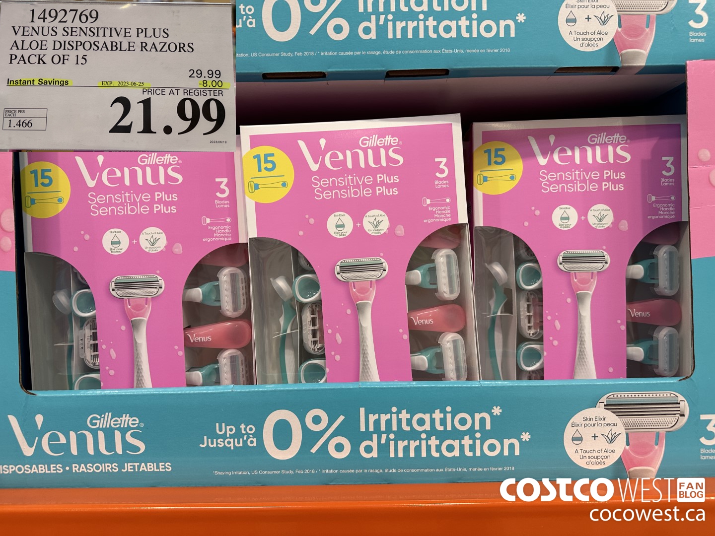 1492769 VENUS SENSITVE PLUS ALOE DISPOSABLE RAZORS PACK OF 15 ($8.00 INSTANT SAVINGS EXPIRES ON 2023-06-25) $21.99