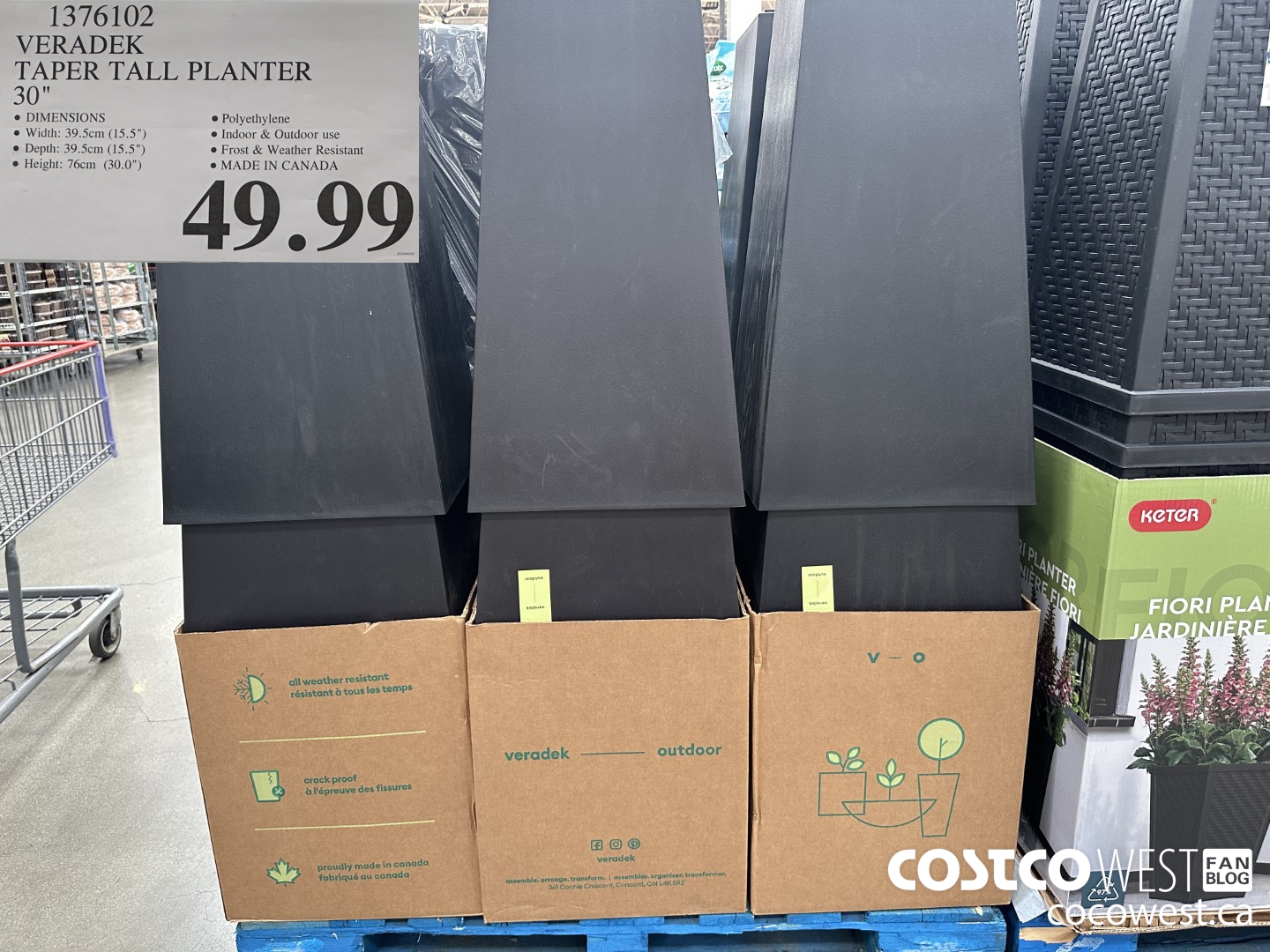 1376102 VERADEK TAPER TALL PLANTER 30