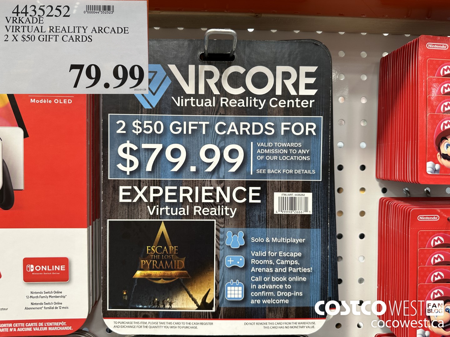 4435252 VRKADE VIRTUAL REALITY ARCADE 2 X $50 GIFT CARDS $79.99