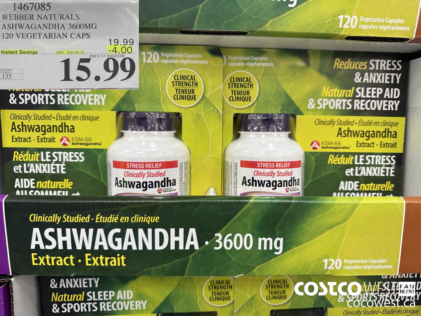 1467085 WEBBER NATURALS ASHWAGANDHA 3600MG 120 VEGETARIAN CAPSULES ($4.00 INSTANT SAVINGS EXPIRES ON 2023-06-25) $15.99