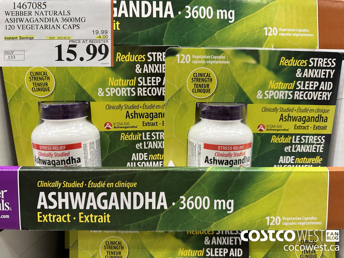 1467085 WEBBER NATURALS ASHWAGANDHA 3600MG 120 VEGETARIAN CAPSULES ($4.00 INSTANT SAVINGS EXPIRES ON 2023-06-25) $15.99
