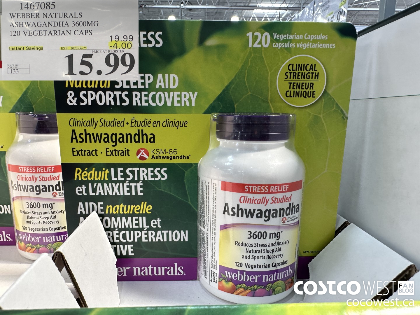 1467085 WEBBER NATURALS ASHWAGANDHA 3600MG 120 VEGETARIAN CAPSULES ($4.00 INSTANT SAVINGS EXPIRES ON 2023-06-25) $15.99