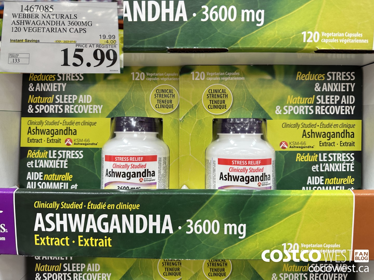 1467085 WEBBER NATURALS ASHWAGANDHA 3600MG 120 VEGETARIAN CAPSULES ($4.00 INSTANT SAVINGS EXPIRES ON 2023-07-02) $15.99