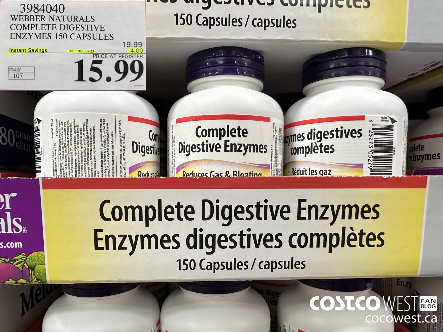 3984040 WEBBER NATURALS COMPLETE DIGESTIVE ENZYMES 150 CAPSULES ($4.00 INSTANT SAVINGS EXPIRES ON 2023-07-23) $15.99