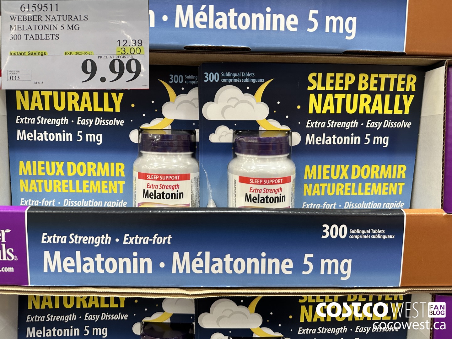 6159511 WEBBER NATURALS MELATONIN 5 MG 300 TABLETS ($3.00 INSTANT SAVINGS EXPIRES ON 2023-06-25) $9.99