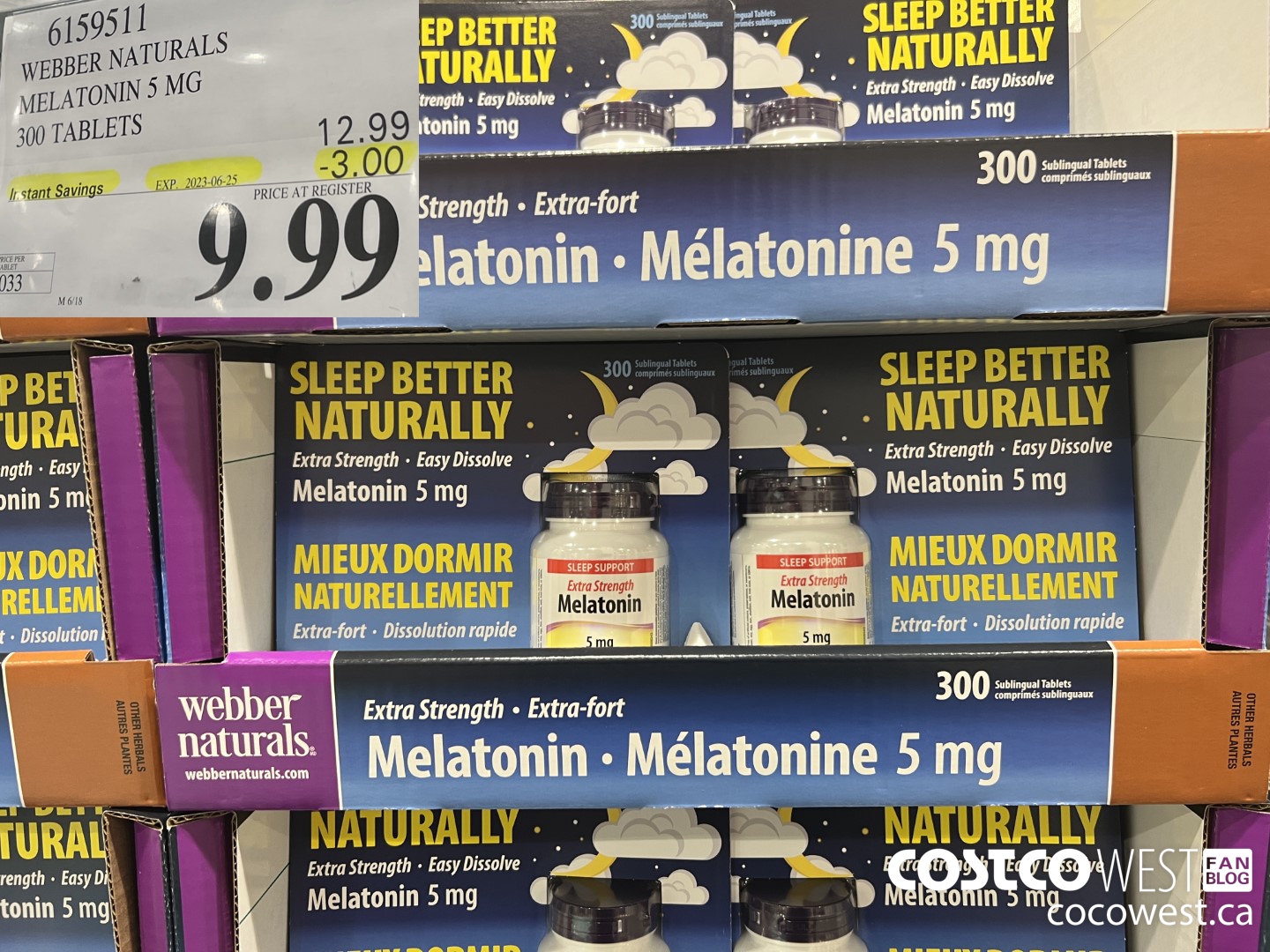 6159511 WEBBER NATURALS MELATONIN 5 MG 300 TABLETS ($3.00 INSTANT SAVINGS EXPIRES ON 2023-06-25) $9.99