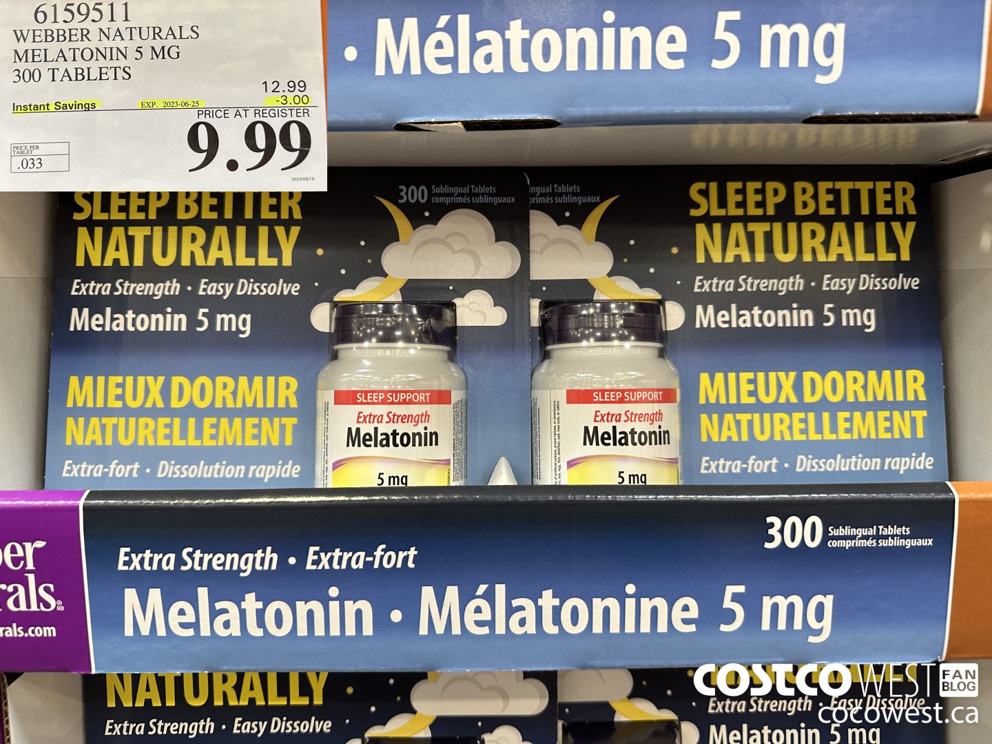 6159511 WEBBER NATURALS MELATONIN 5 MG 300 TABLETS ($3.00 INSTANT SAVINGS EXPIRES ON 2023-06-25) $9.99