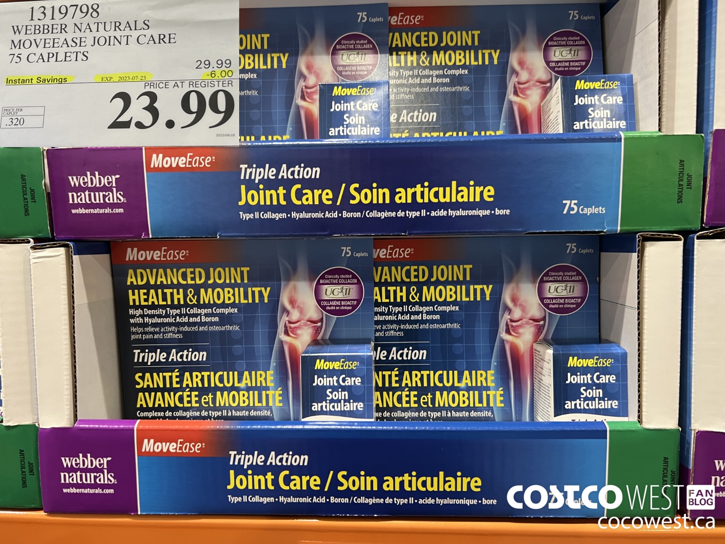 1319798 WEBBER NATURALS MOVEEASE TRIPLE ACTION JOINT 75 CAPLETS ($6.00 INSTANT SAVINGS EXPIRES ON 2023-07-23) $23.99