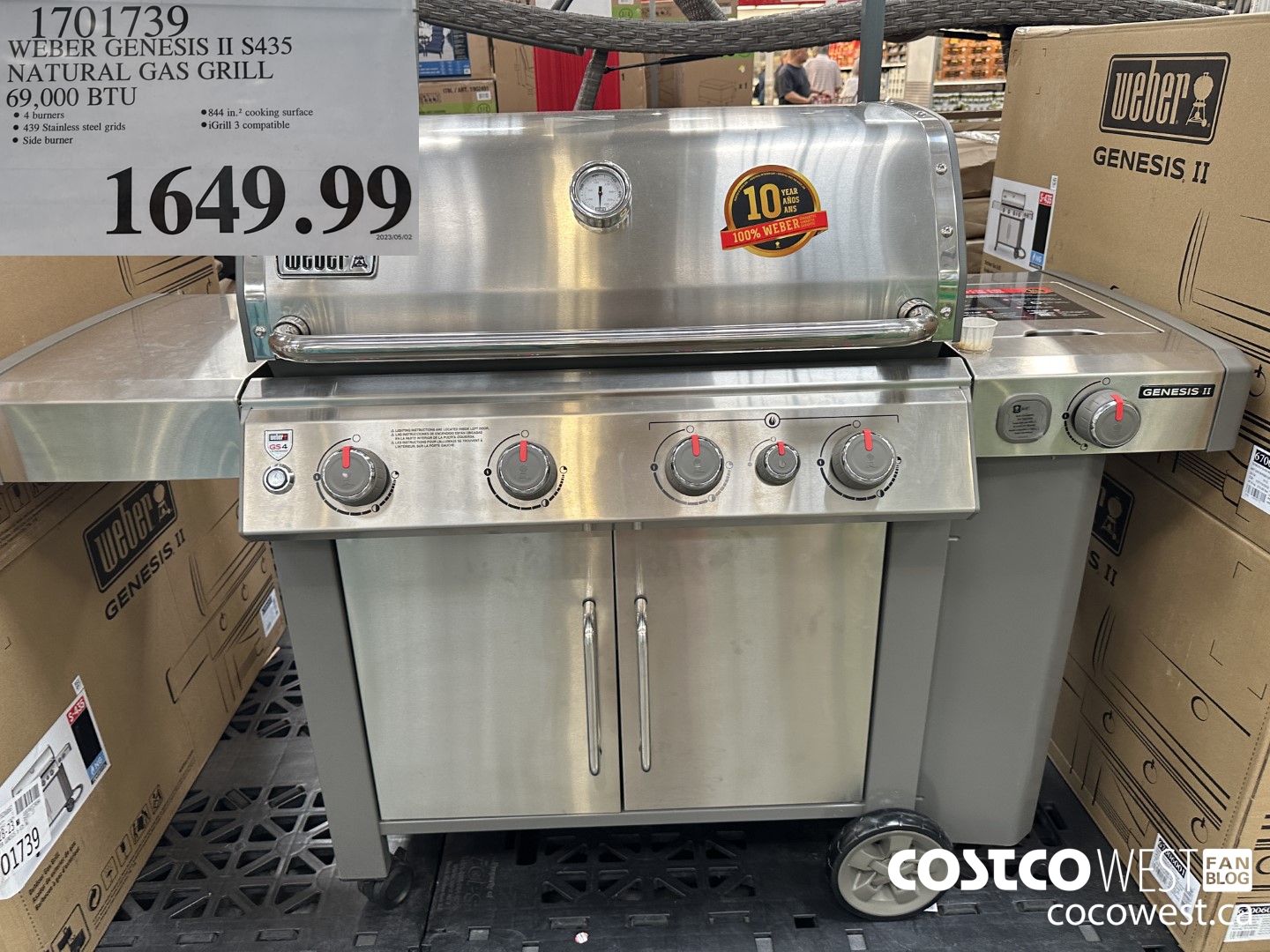 1701739 WEBER GENESIS II S435 NATURAL GAS GRILL 69,000 BTU $1649.99