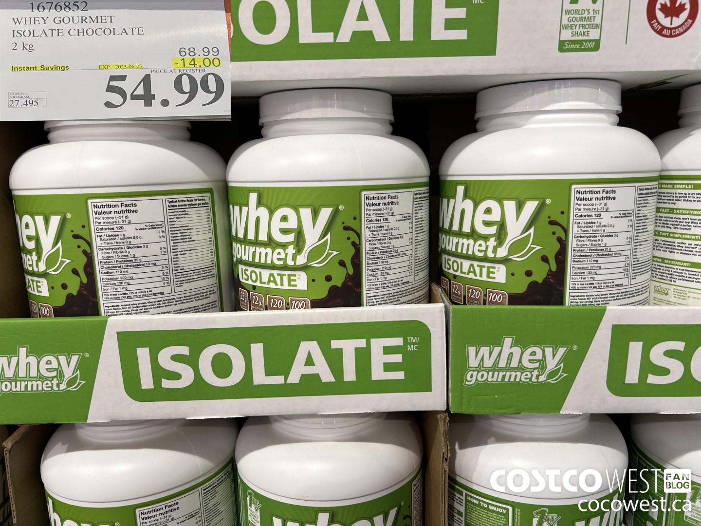 1676852 WHEY GOURMET ISOLATE CHOCOLATE 2 KG ($14.00 INSTANT SAVINGS EXPIRES ON 2023-06-25) $54.99