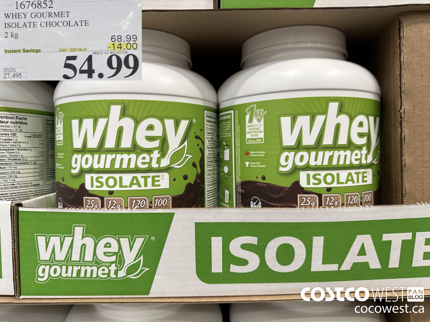 1676852 WHEY GOURMET ISOLATE CHOCOLATE 2 KG ($14.00 INSTANT SAVINGS EXPIRES ON 2023-06-25) $54.99