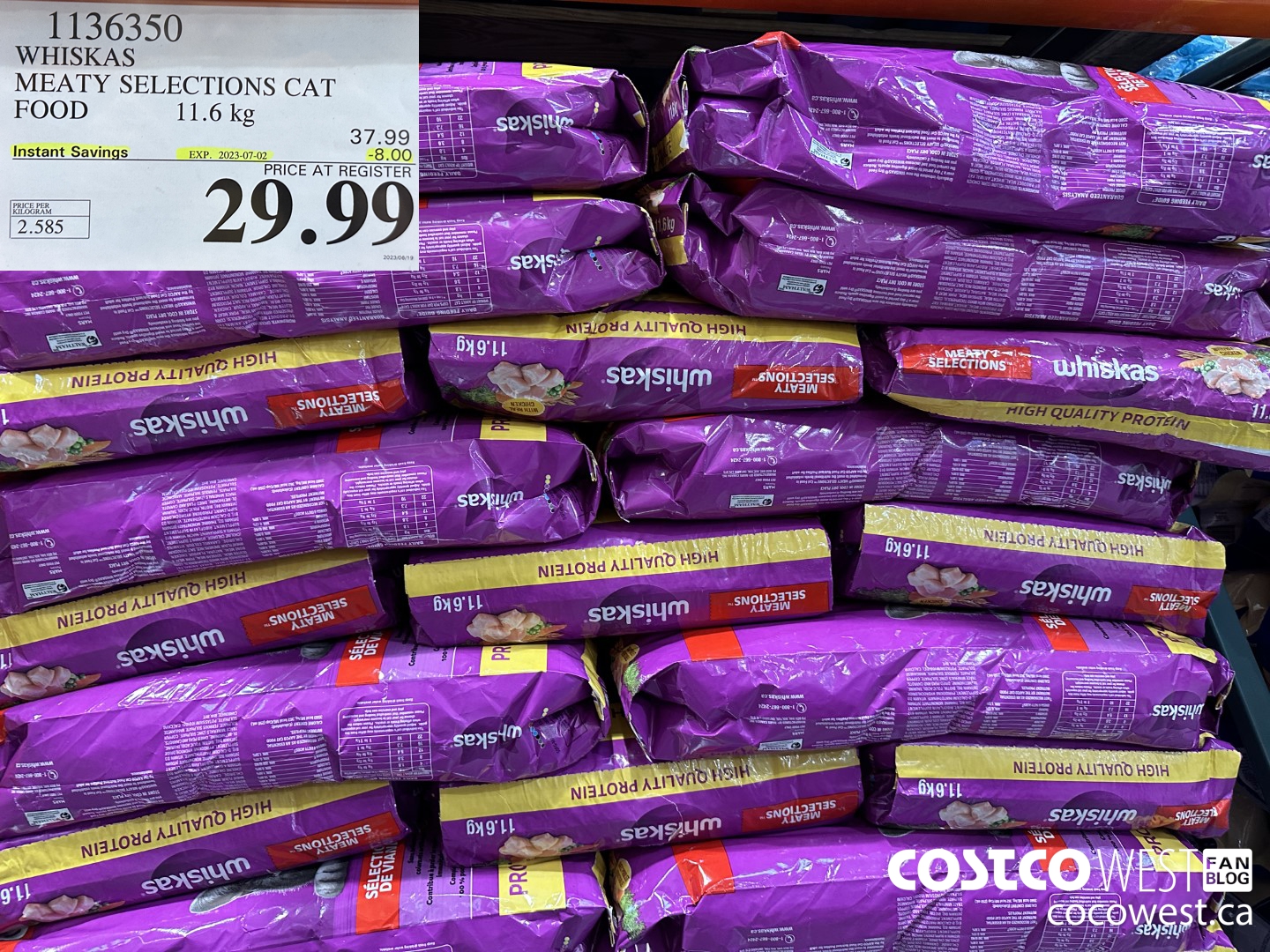 1136350 WHISKAS MEATY SELECTIONS CAT FOOD 11.6 kg ($8.00 INSTANT SAVINGS EXPIRES ON 2023-07-02) $29.99