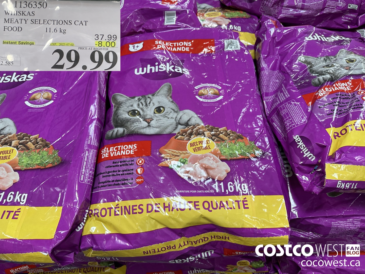 1136350 WHISKAS MEATY SELECTIONS CAT FOOD 11.6 kg ($8.00 INSTANT SAVINGS EXPIRES ON 2023-07-02) $29.99
