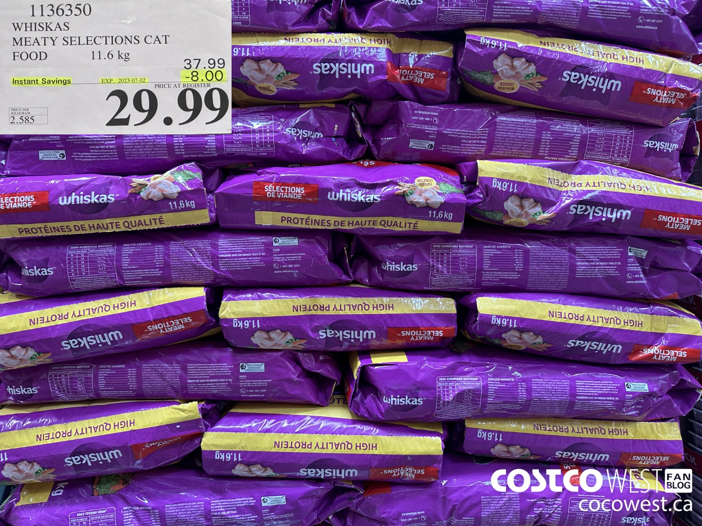 1136350 WHISKAS MEATY SELECTIONS CAT FOOD 11.6 kg ($8.00 INSTANT SAVINGS EXPIRES ON 2023-07-02) $29.99