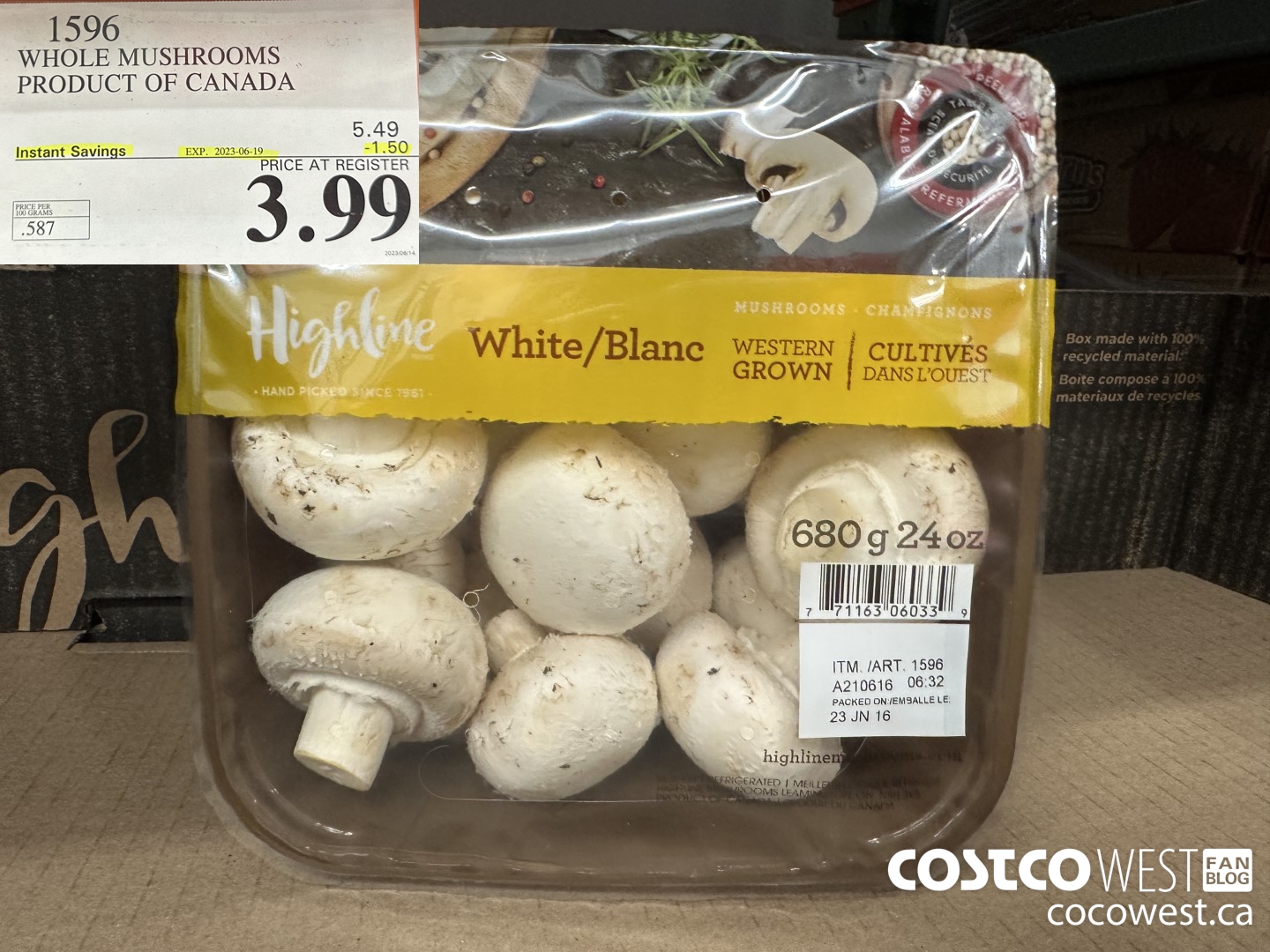 1596 WHOLE MUSHROOMS PRODUCT OF CANADA ($1.50 INSTANT SAVINGS EXPIRES ON 2023-06-19) $3.99