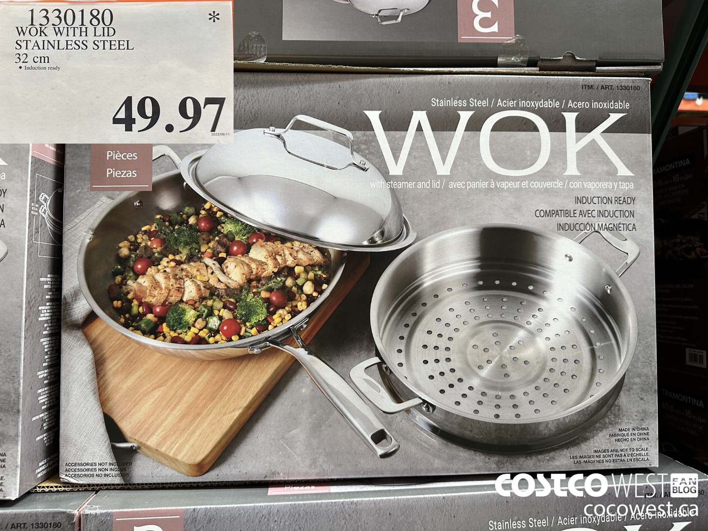 1330180 WOK WITH LID STAINLESS STEEL 32 CM $49.97