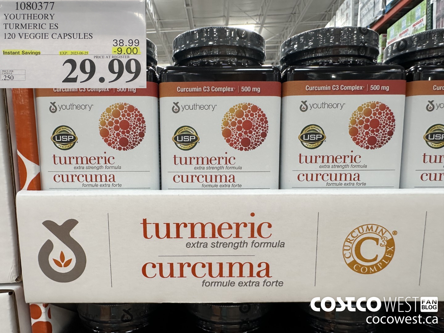 1080377 YOUTHEORY TURMERIC ES 120 VEGGIE CAPSULES ($9.00 INSTANT SAVINGS EXPIRES ON 2023-06-25) $29.99