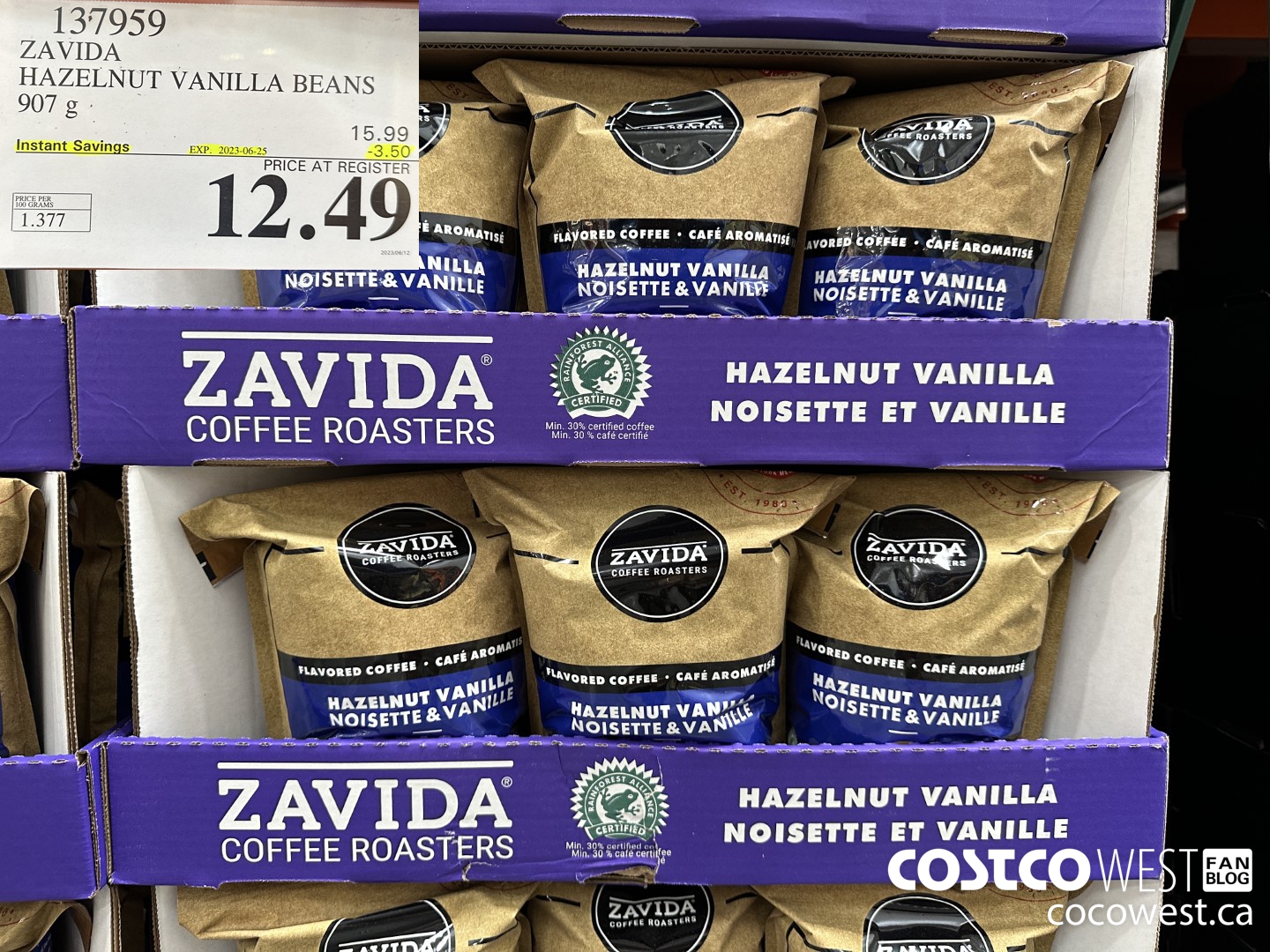 137959 ZAVIDA HAZELNUT VANILLA BEANS 907 g ($3.50 INSTANT SAVINGS EXPIRES ON 2023-06-25) $12.49