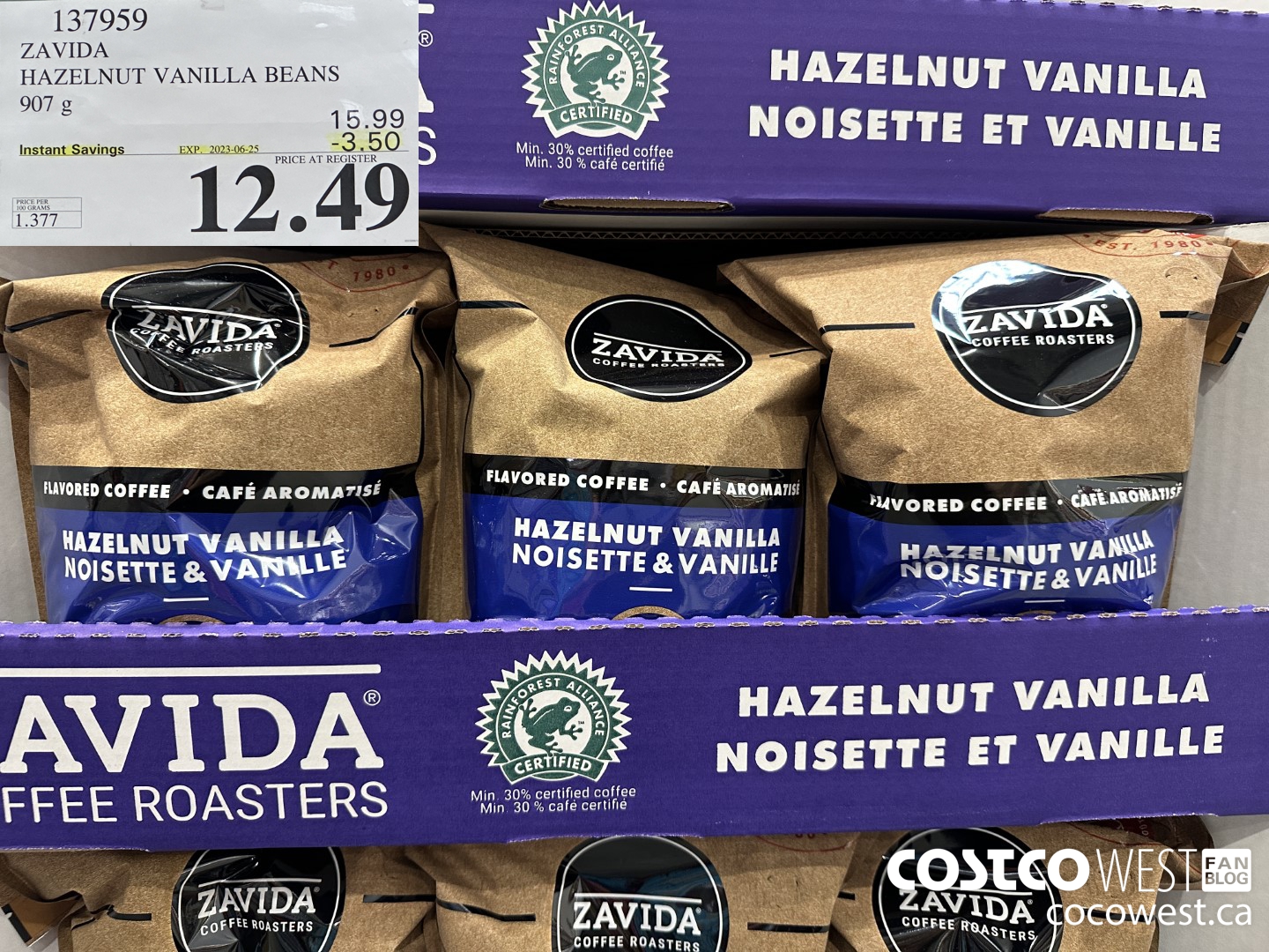 137959 ZAVIDA HAZELNUT VANILLA BEANS 907 g ($3.50 INSTANT SAVINGS EXPIRES ON 2023-06-25) $12.49