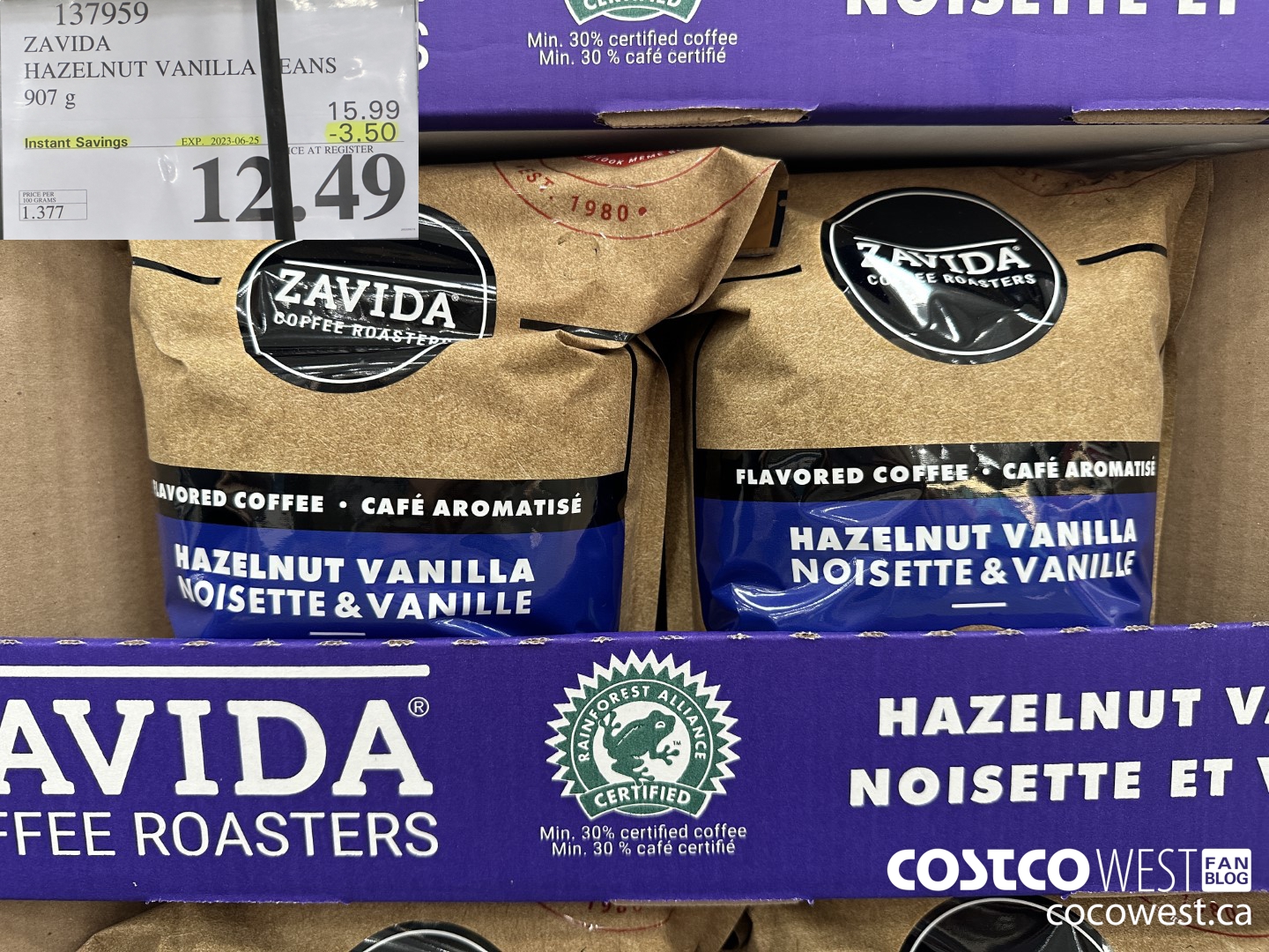 137959 ZAVIDA HAZELNUT VANILLA BEANS 907 g ($3.50 INSTANT SAVINGS EXPIRES ON 2023-06-25) $12.49