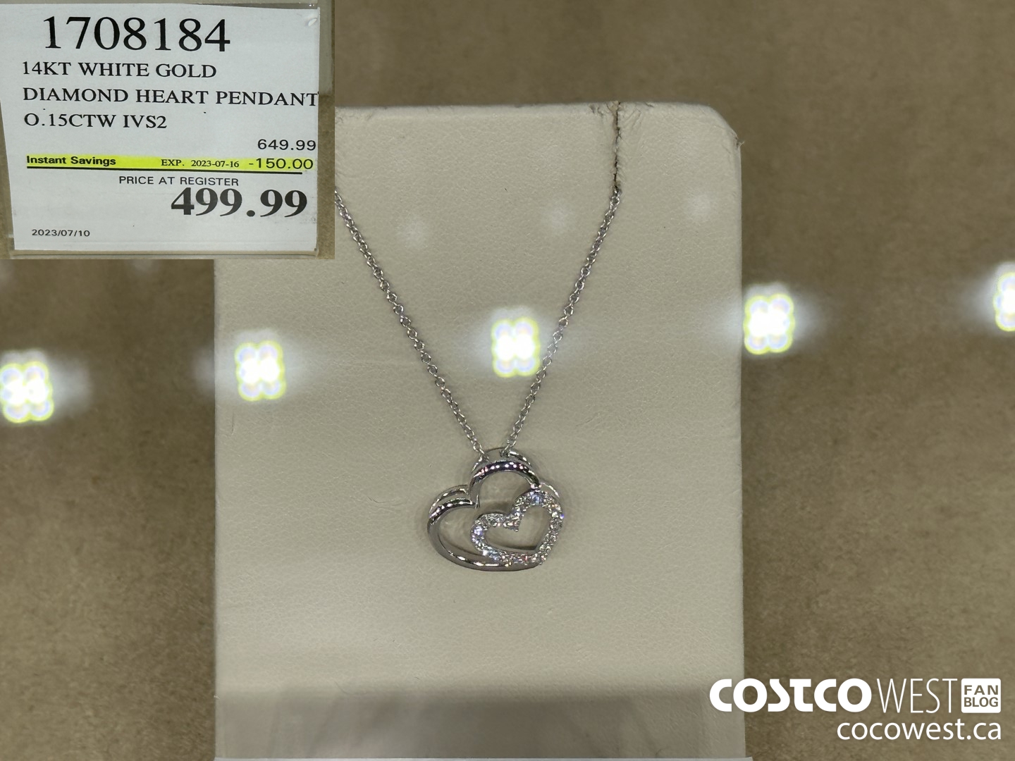 1708184 14KT WHITE GOLD DIAMOND HEART PENDANT 1.15CTW IVS2 ($150.00 INSTANT SAVINGS EXPIRES ON 2023-07-16) $499.99