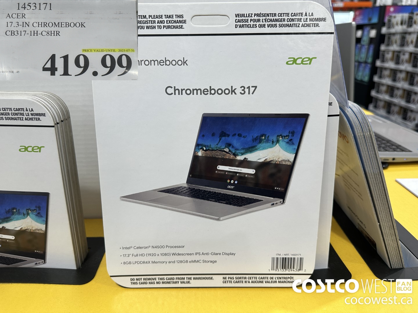 1453171 ACER 17.3-IN CHROMEBOOK CB317-1H-C8HR (EXPIRES ON 2023-07-31) $419.99