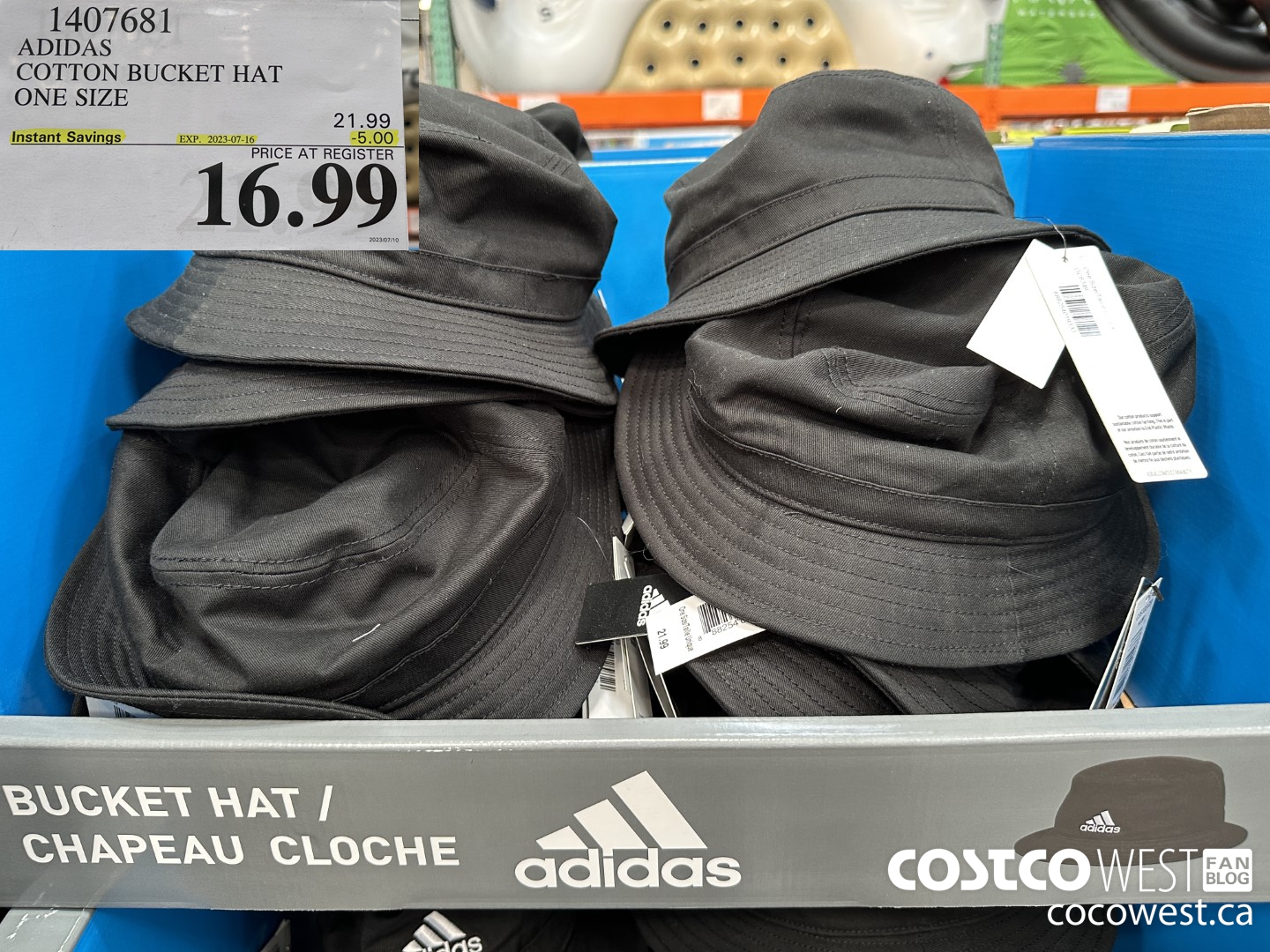 1407681 ADIDAS COTTON BUCKET HAT ONE SIZE ($5.00 INSTANT SAVINGS EXPIRES ON 2023-07-16) $16.99