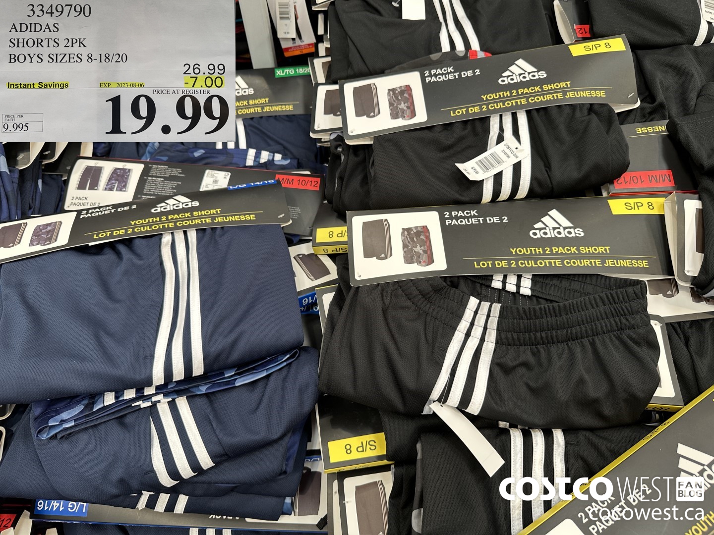 3349790 ADIDAS SHORTS 2PK BOYS SIZES 8-18/20 ($7.00 INSTANT SAVINGS EXPIRES ON 2023-08-06) $19.99