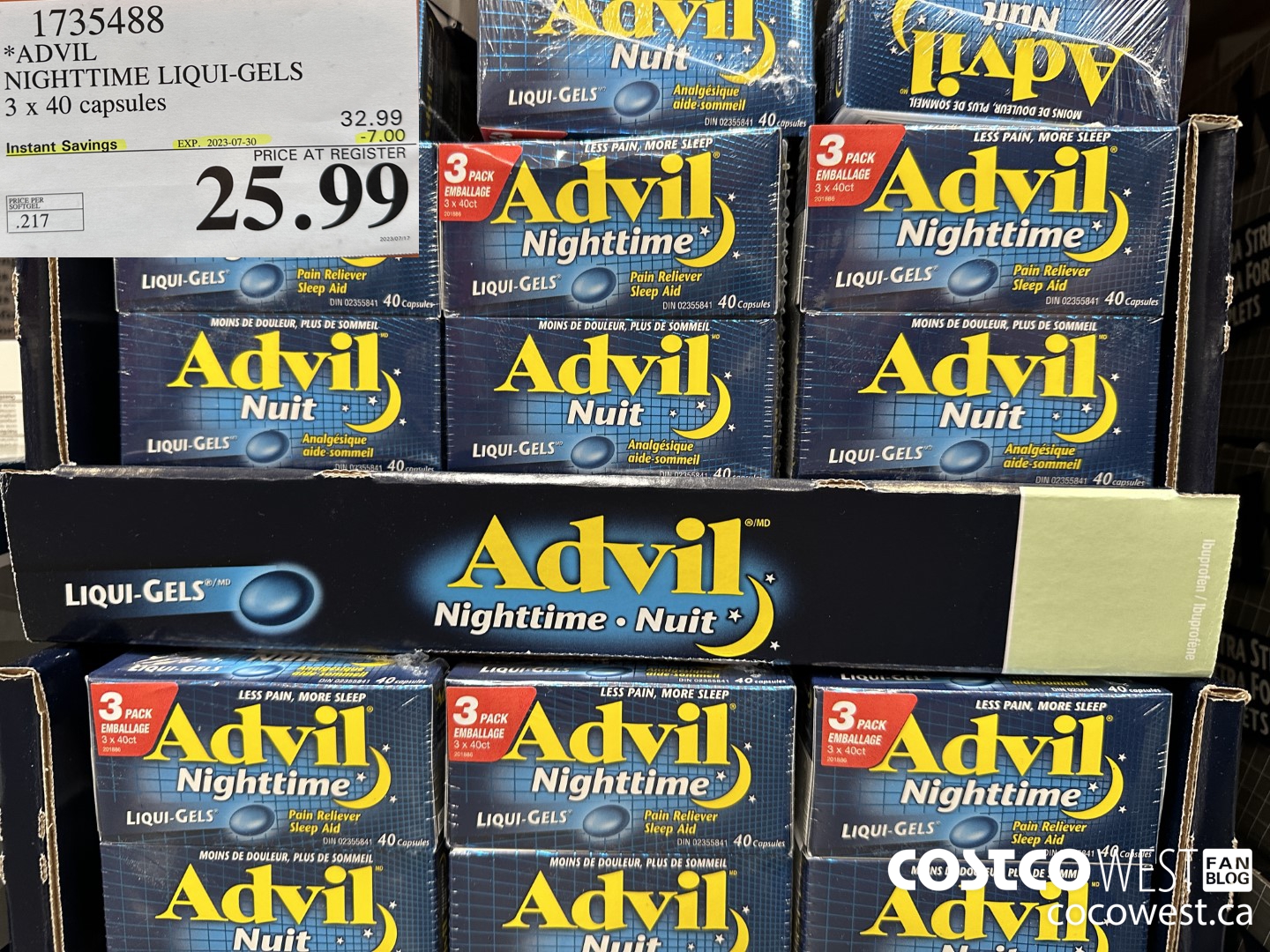 1735488 ADVIL NIGHTTIME LIQUI-GELS 3 X 40 CAPSULES ($7.00 INSTANT SAVINGS EXPIRES ON 2023-07-30) $25.99
