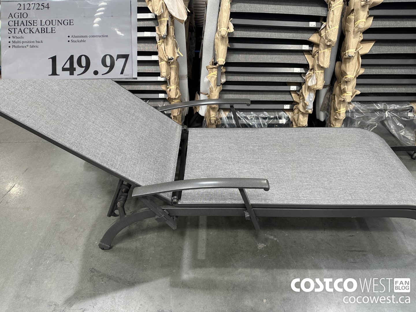 2127254 AGIO CHAISE LOUNGE STACKABLE $149.97