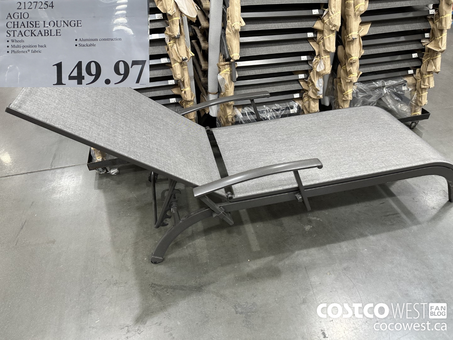 2127254 AGIO CHAISE LOUNGE STACKABLE $149.97