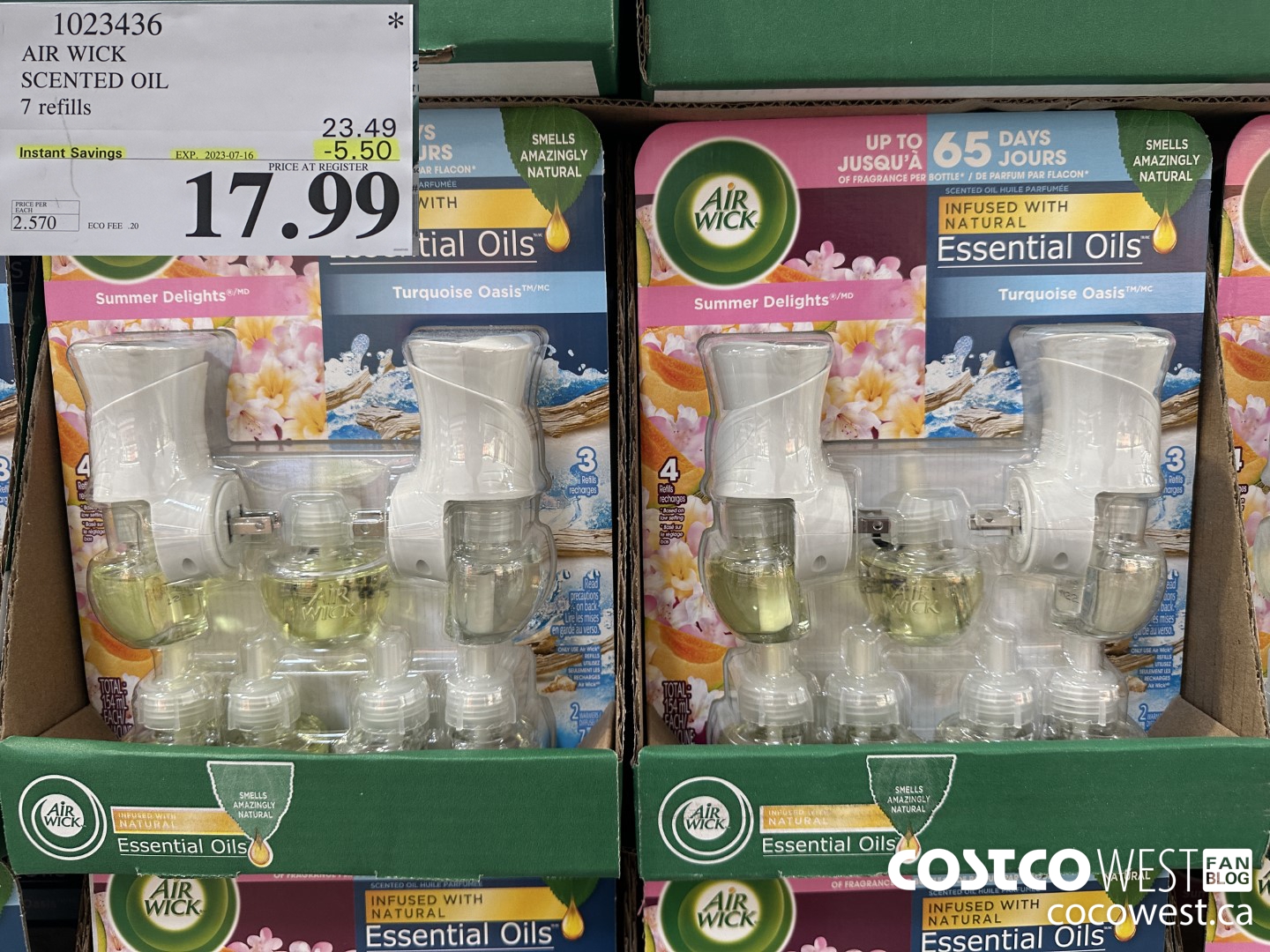 1023436 AIR WICK SCENTED OIL 7 refills ($5.50 INSTANT SAVINGS EXPIRES ON 2023-07-16) $17.99