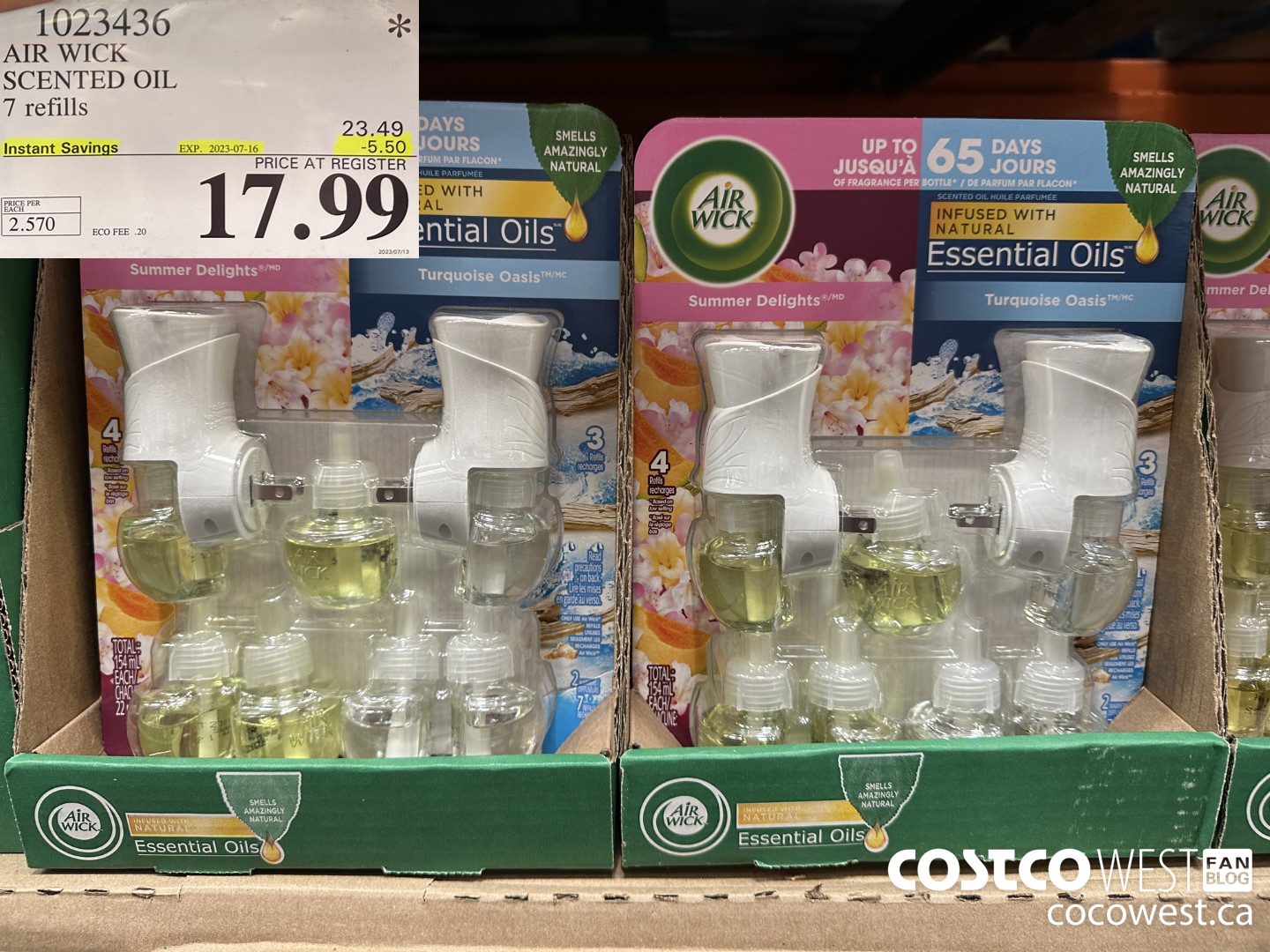 1023436 AIR WICK SCENTED OIL 7 refills ($5.50 INSTANT SAVINGS EXPIRES ON 2023-07-16) $17.99