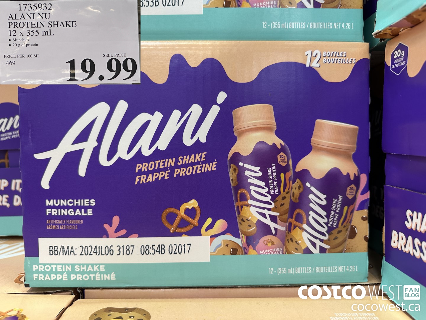 1735932 ALANI NU PROTEIN SHAKE 12 X 355ML $19.99