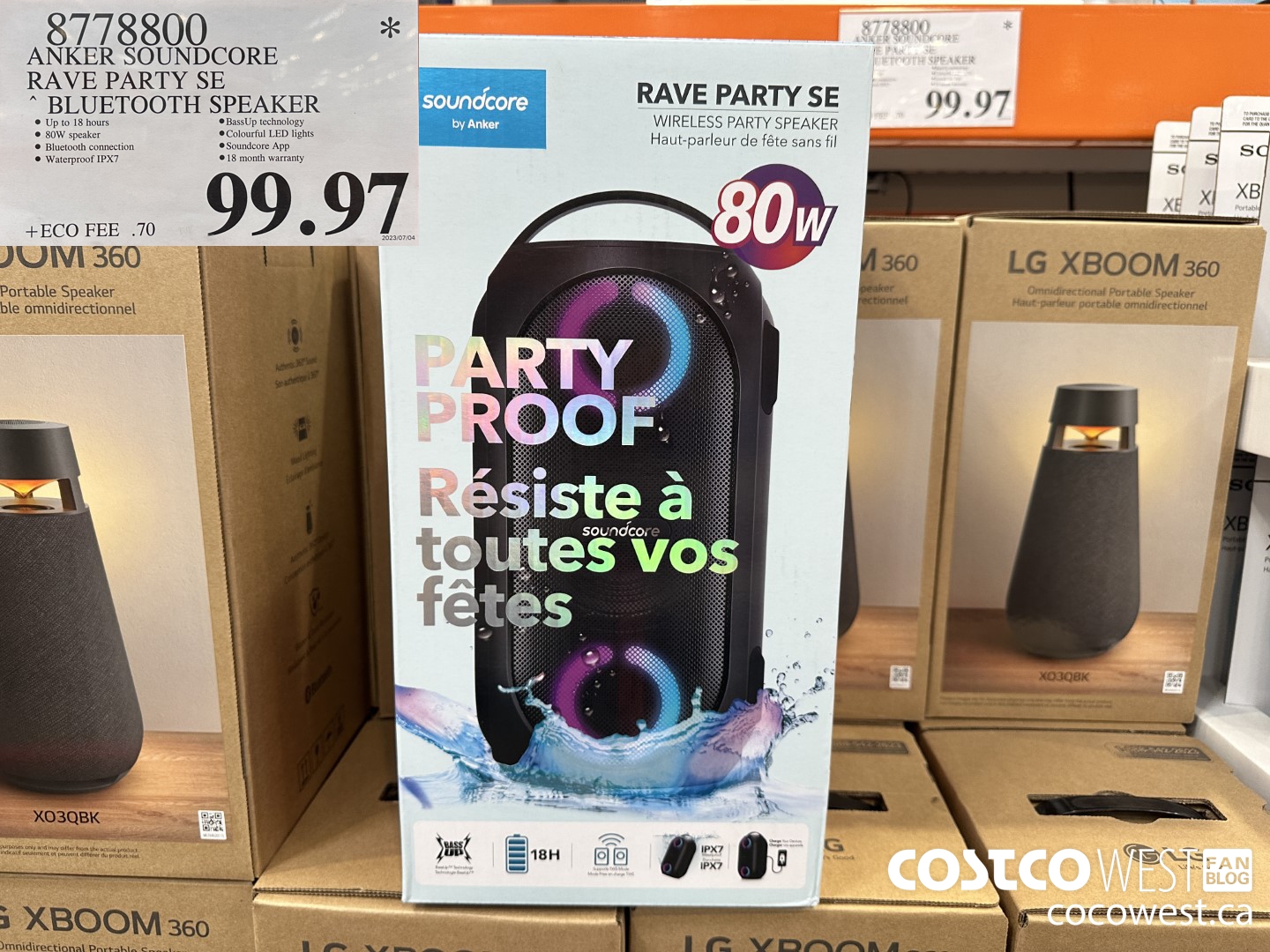 8778800 ANKER SOUNDCORE RAVE PARTY SE BLUETOOTH SPEAKER $99.97