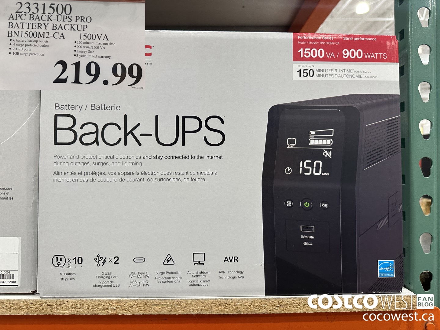 2331500 APC BACK-UPS PRO BATTERY BACKUP BN1500M2-CA 1500VA $219.99