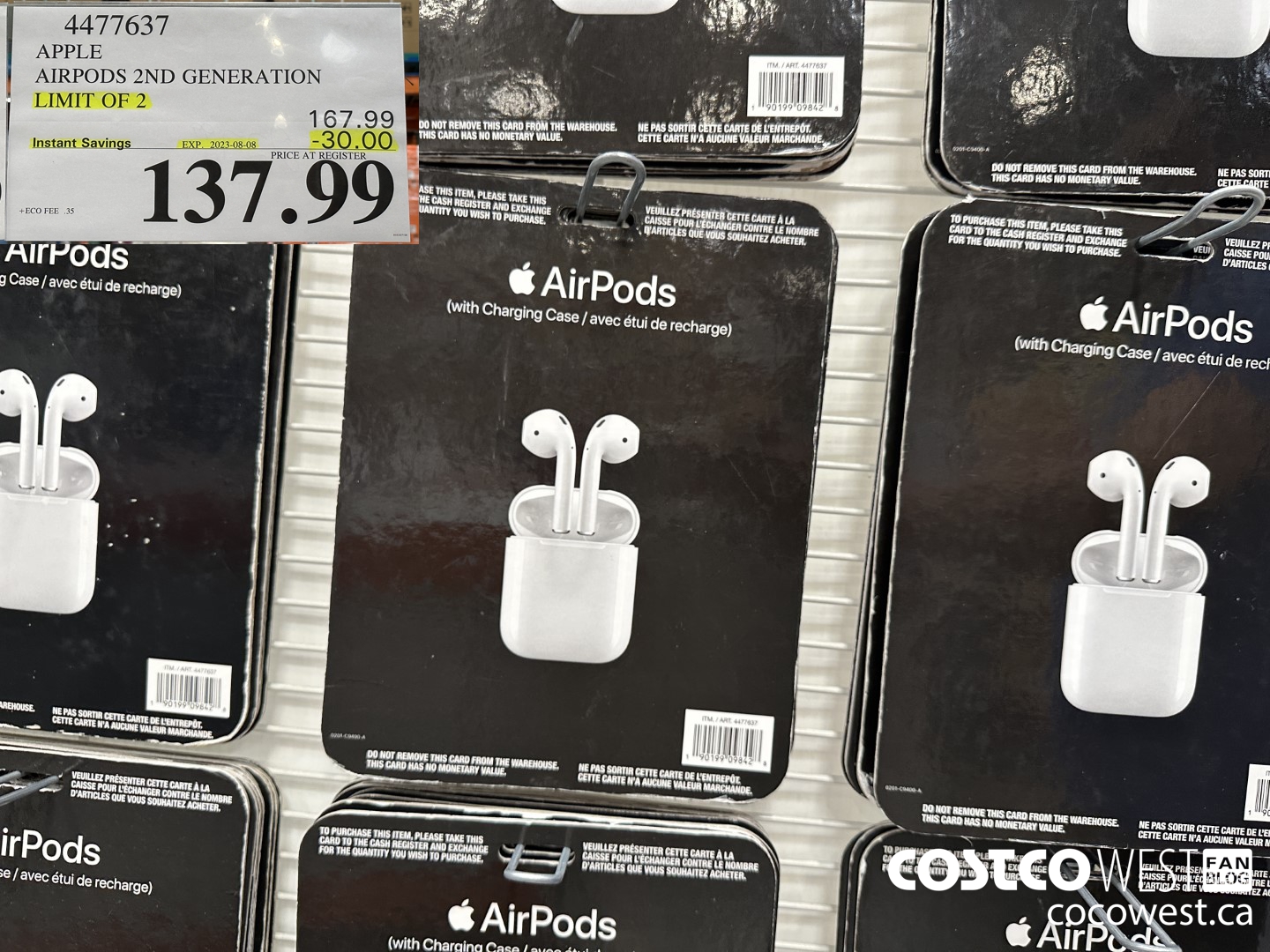4477637 APPLE AIRPODS 2ND GENERATION ($30.00 INSTANT SAVINGS EXPIRES ON 2023-08-08) $137.99