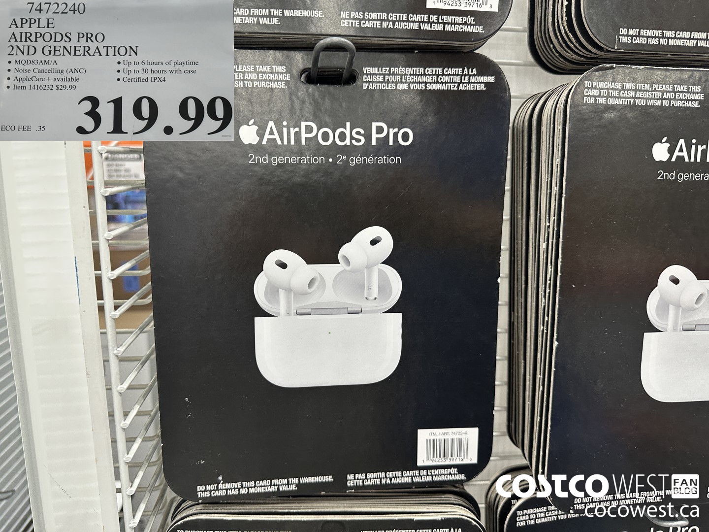 7472240 APPLE AIRPODS PRO 2ND GENERATION MQD83AM/A $319.99
