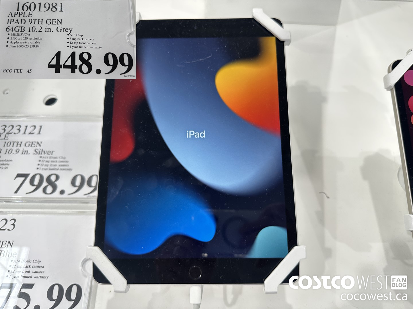1601981 APPLE IPAD 9TH GEN 64GB 10.2 IN. GREY $448.99