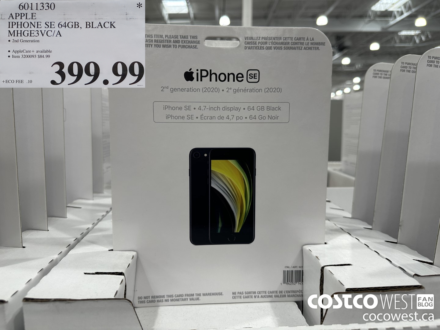 6011330 APPLE IPHONE SE 64GB, BLACK MHGE3VC/A $399.99